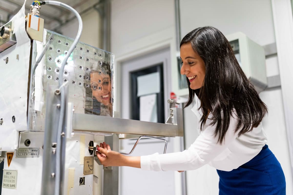 Engineer inspecting plant equipment